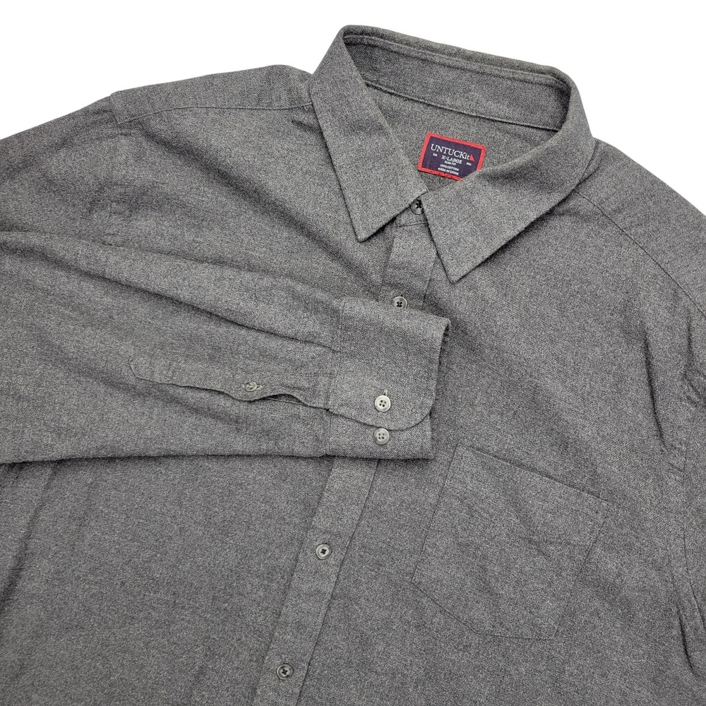 UNTUCKit Sherwood Shirt Mens‎ XL Gray Solid Flannel Long Sleeve Button Up Casual